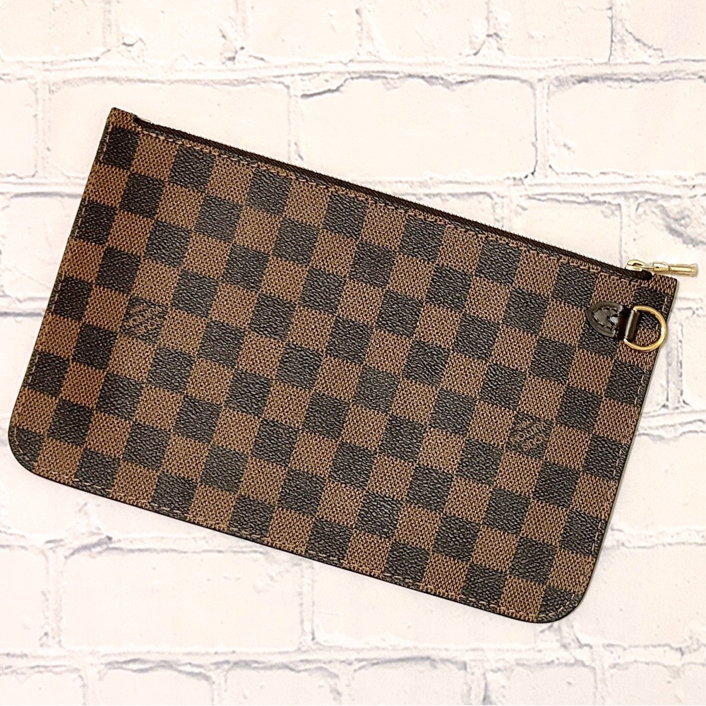 Pristine Louis Vuitton LV Damier Ebene Neverfull Zipper Pochette
